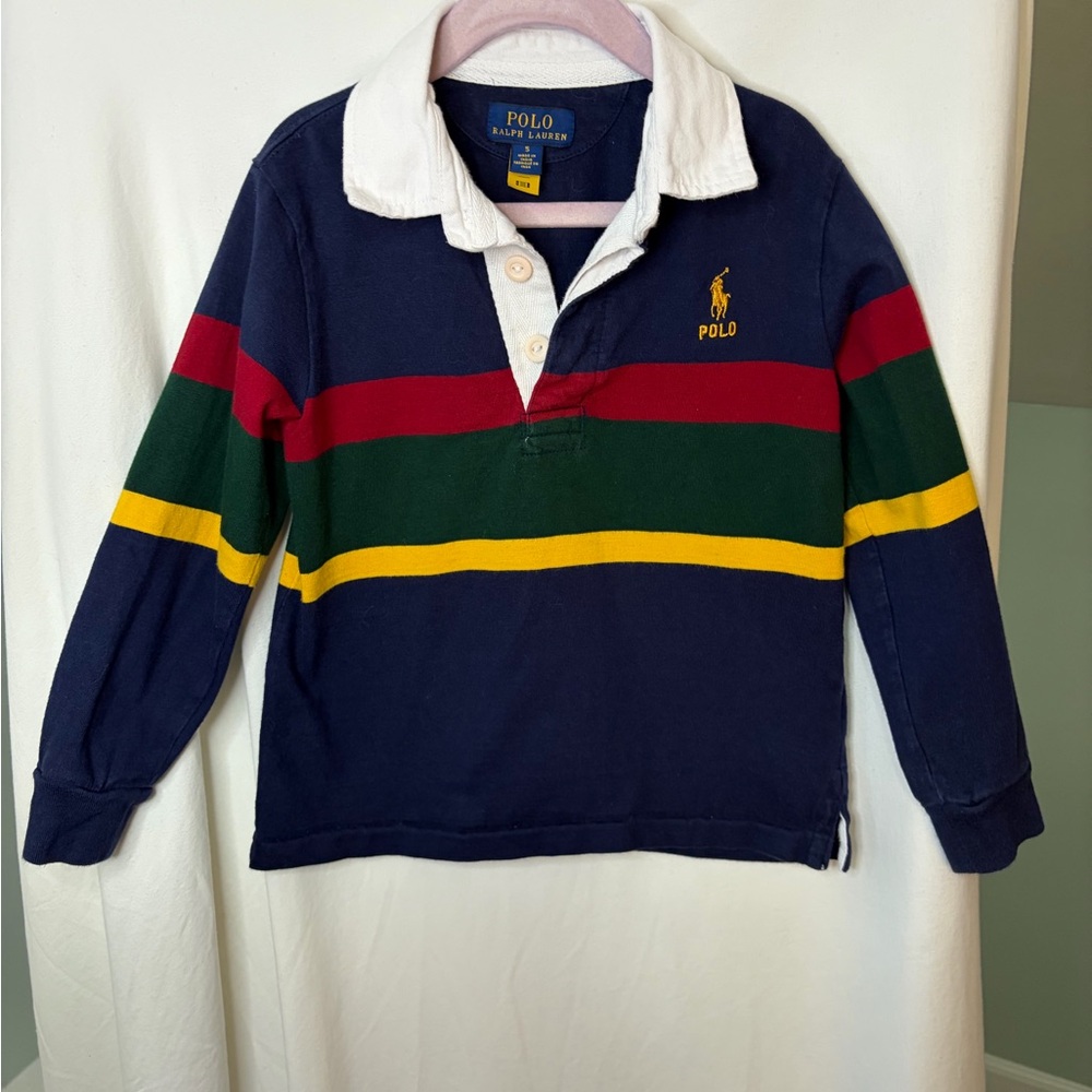 Polo by Ralph Lauren Kids' Navy Striped Rugby Shirt size 5